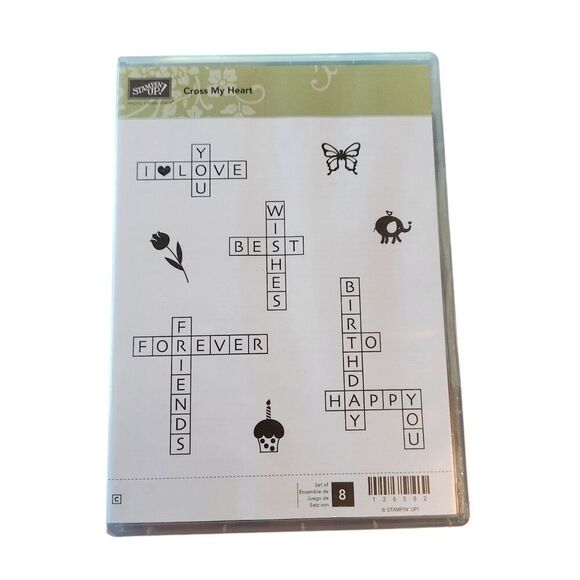 Stampin' Up! Other - Stampin' Up! CROSS MY HEART Stamp Set‎ of 8 126582 Crossword Sentiments Words